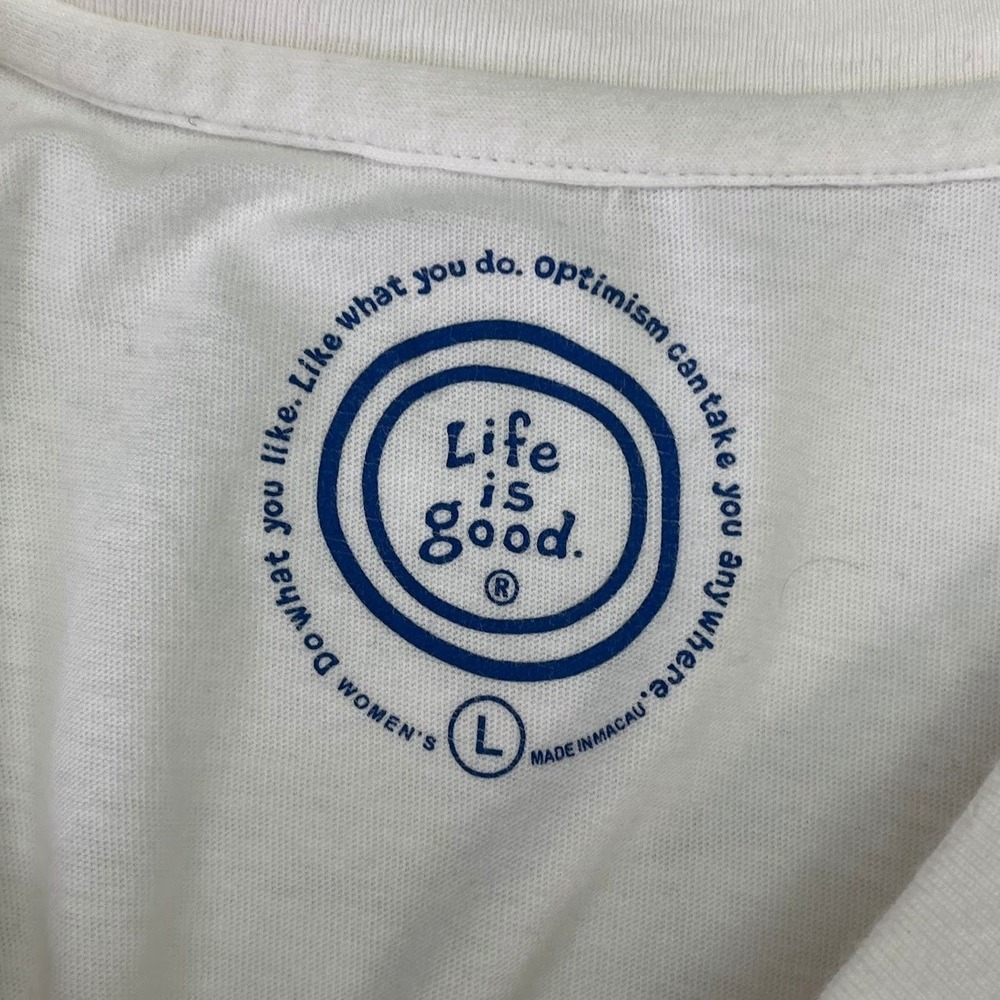 Life is Good Womens Cream V-Neck Moon Star Graphic T-Shirt Size L RN109109 - Picture 10 of 14